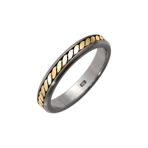 Ti2 Titanium 4mm Titanium Weave Ring With 18 Ct Gold Inlay By Ti2
