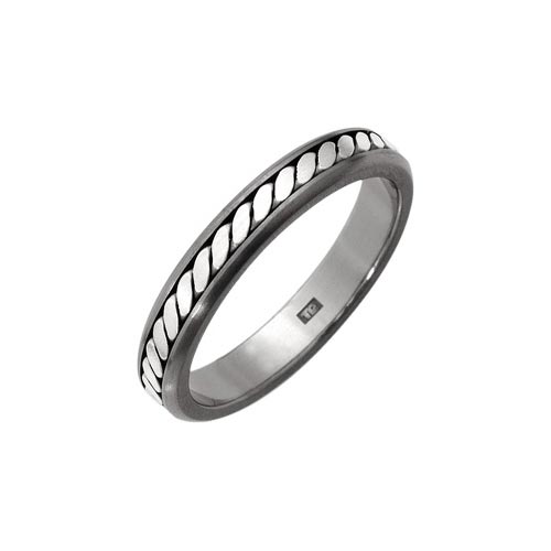 Ti2 Titanium 4mm Titanium Weave Ring With Silver Inlay By Ti2