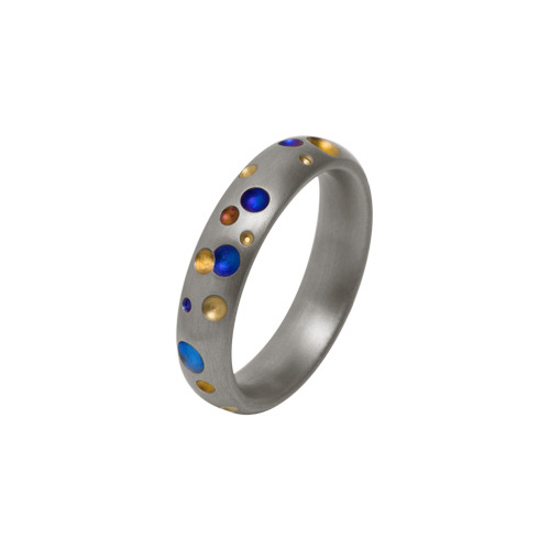Ti2 Titanium 5mm Multi Coloured Speckle Ring in Titanium by Ti2
