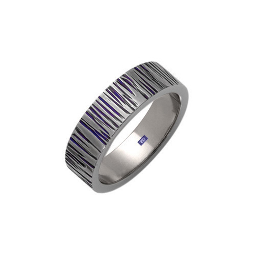 Ti2 Titanium 6mm Blue Grain Ring in Titanium by Ti2