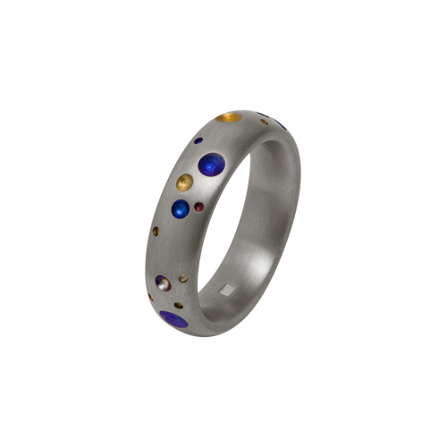Ti2 Titanium 6mm Multi Coloured Speckle Ring in Titanium by Ti2