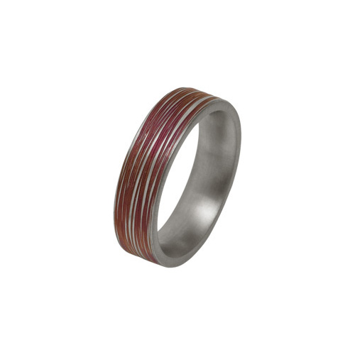 Ti2 Titanium 6mm Pink Groove Ring in Titanium by Ti2