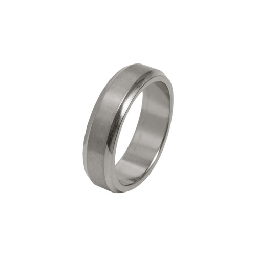 Ti2 Titanium 6mm Satin Bevelled Ring in Titanium by Ti2