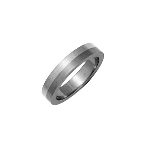 Ti2 Titanium 6mm Titanium Flat Band Ring with 18 Ct Yellow Gold Inlay by Ti2
