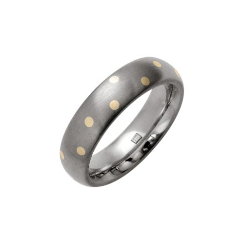 Ti2 Titanium 6mm Titanium Speckle Dot Ring With 18 Ct Gold Inlay By Ti2