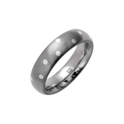 Ti2 Titanium 6mm Titanium Speckle Dot Ring With Silver Inlay By Ti2