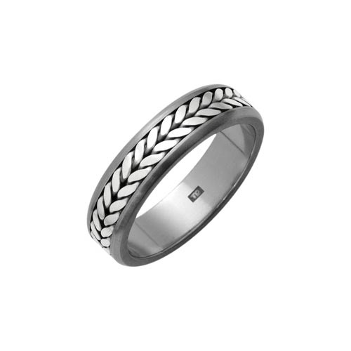 Ti2 Titanium 6mm Titanium Weave Ring With Silver Inlay By Ti2