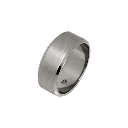Ti2 Titanium 8mm Flat Bevelled Textured Ring in Titanium by Ti2