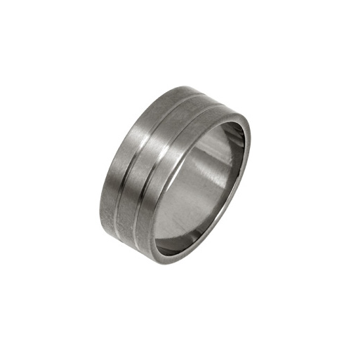 Ti2 Titanium 8mm Low Profile Flat Grooved Ring in Titanium by Ti2