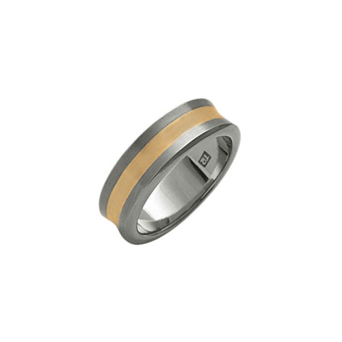 Ti2 Titanium 8mm Titanium Concave Band Ring With 9 Ct Rose Gold Inlay by Ti2