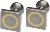 Square Titanium Cufflinks with Yellow Circle by