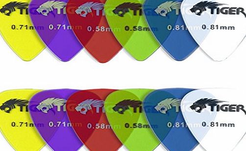 Tiger Music Gels Guitar Plectrums Pick (Pack of 12)