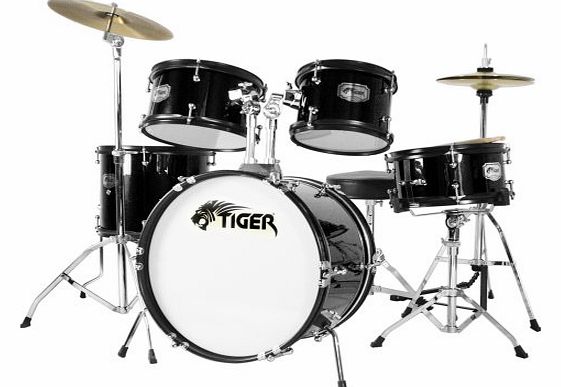 Tiger Music Tiger 5 Piece Junior Drum Kit - Black