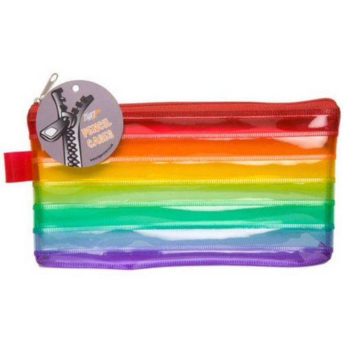 Tiger pencil case - rainbow colours 8 x 4 inch zippy bag - ideal for filing/storage/back to school