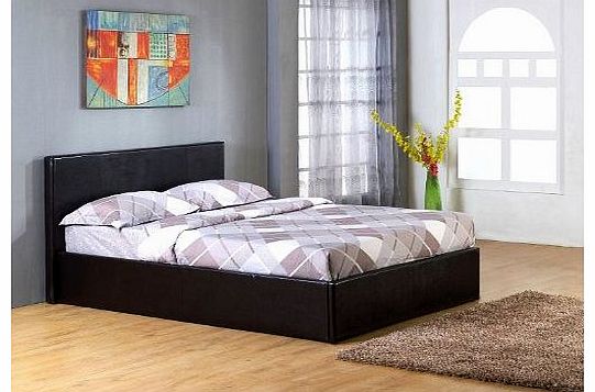 TIGERBEDS 4ft 6in gas lift ottoman storage bed black leather