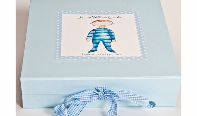 tigerlilyprints baby Christening gift,keepsake Box, Memory Box, Personalised, blue baby boy