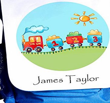 tigerlilyprints bag Childs Backpack,Kids Ruck Sack, Personalised, Train Backpack,Blue