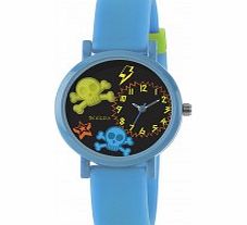 Tikkers Boys 3D Light Blue Skull Watch