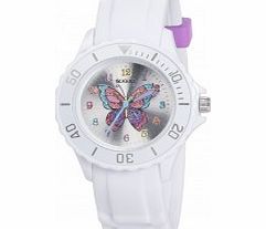 Tikkers Girls White Glitter Butterfly Watch