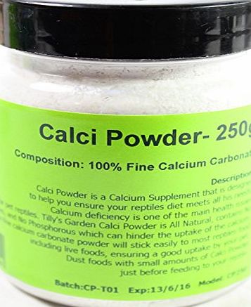 Tillys Garden Fine Calci Dust Powder for Reptiles and Amphibians - Calcium deficiency is one of the main health issues for pet reptiles. (250g)