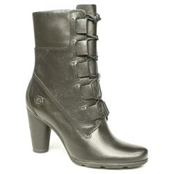 Female Premium Round Heel 6" Ank Leather Upper Alternative in Black