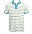 Timberland White and Blue Stripe Pique Polo Shirt