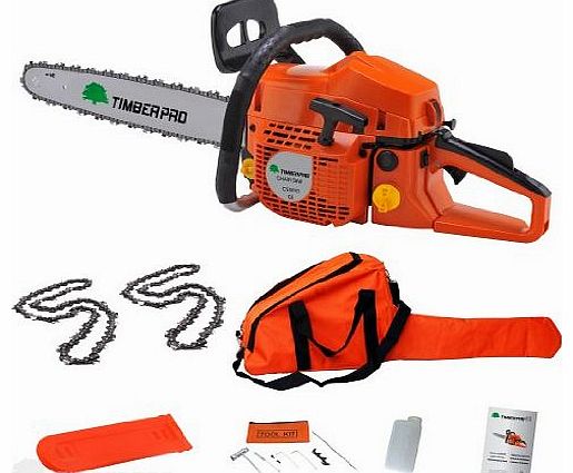 TIMBERPRO 58cc 20`` Petrol Chainsaw with 2 Chains, Carry Bag and Accessories