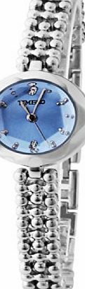 Time100  Fashion Anti-reflection Dimensional Cutting Glass Blue Round Dial Bracelet Ladies Watch #W50189L.05A