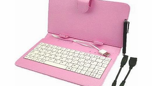 Time2� Afunta(tm) Colourful 7 inch Universal Tablet PC Leather Case with Keyboard/Holder for 7`` Tablet PC MID PDA (Standard USB 2.0 keyboard, Pink)