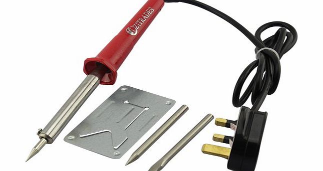 TIMESLITE New Professional 60 Watts UK Version Adapter Soldering Iron Kits including Soldering Iron UL listed with 1PCS Sharp Solder tip with 1PCS Flat Solder tip with 1PCS Solder holder by TIMESLITE