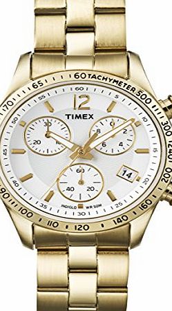 Timex Classic Womens Quartz Watch with Silver Dial Chronograph Display and Gold Stainless Steel Bracelet T2P058PF