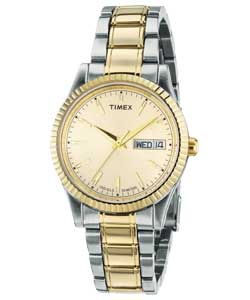 timex Gents Champagne Dial Two Tone Bracelet Watch