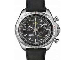 Timex Intelligent Quartz Mens Black Fly-Back