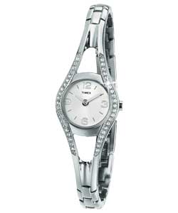 timex Ladies Self Adjustable Bracelet Stone Set Watch