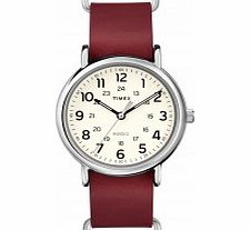 Timex Originals Weekender Red Leather Strap Watch