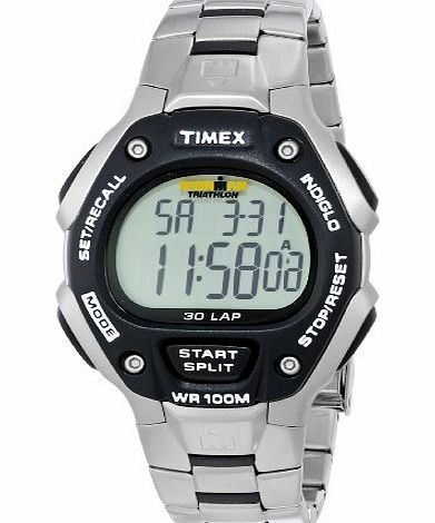 Timex Ironman Mens Digital Watch with LCD Dial Digital Display and Silver Stainless Steel Bracelet T