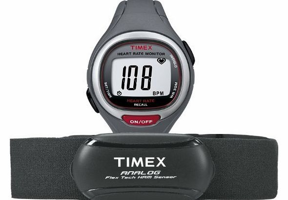 Timex  ~ Easy Trainer Watch with Heart rate monitor ~ Flex Tech ~ T 5K729 F7 ~ Grey/Red