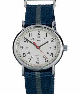 Weekender Blue and Grey Stripe Watch