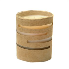Amber Candle in light suede holder