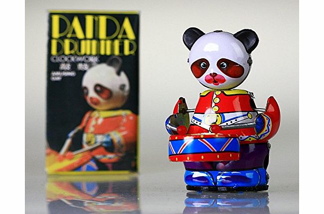 Tin collectible R17 Drumming Panda Robot NEW MODEL Toy Wind Up Action Retro ADULT COLLEC