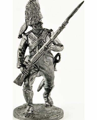 Tin Warriors Toy soldier. Grenadier Regiment ``Princess.`` Spain, 1807-1808 metal art sculpture. Collection 54mm (scale 1/32) miniature figurine. Tin toy soldiers