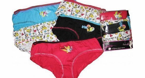 Tinkerbell 5 Pk Bright Girls Hipster Shorts Briefs 7-8 Years