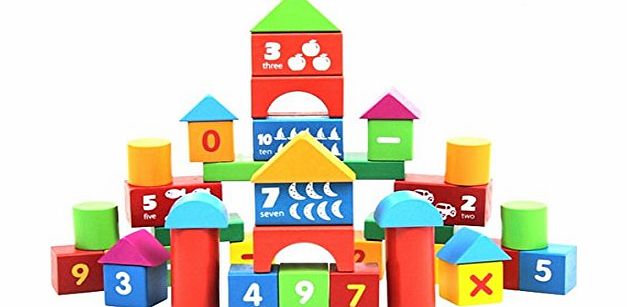 Tinksky 100pcs DIY Wooden Building Blocks Educational Toys for Kids