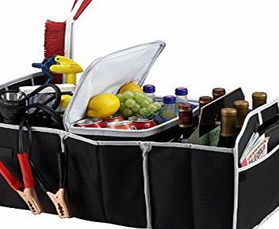Tinksky Multi-purpose Collapsible Foldable Car Boot Truck Storage Bag Organizer with Detachable Cooler Bag (Black)