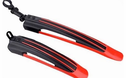  Durable Mountain Bike Bicycle Tire Front Rear Mud Guards Mudguard Fenders Set (Black+Red)