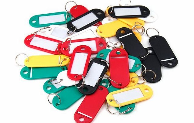 tinxs 30 Coloured Plastic Key Fobs Luggage ID Tags Labels Key rings with Name Cards