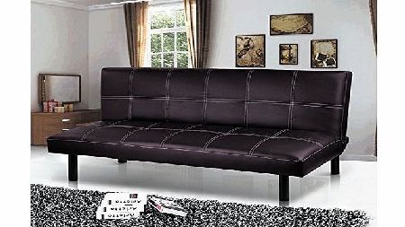  Foldable Adjustable Elegant Contemporary Sofa Bed Padded Seat Couch Futon Wooden PU Leather Sofabed Black Brown Red (Brown)