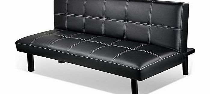  Modern PU Leather 3 Seater Sofa Bed Black