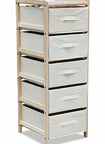 tinxs  Office Natural Storage Cabinet 5 Large Canvas Drawers Units Bins