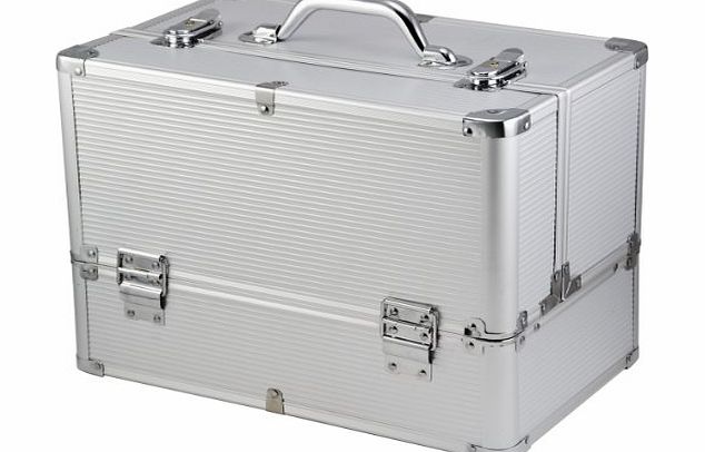 tinxs  Professional Extra Large Space Aluminium Cosmetics amp; Make Up Case/Box Nail Art Case Hairdressing Case Beauty Case Toiletry Storage Nail Hairdressing Vanity Box Valentines Day Gift(Silver)